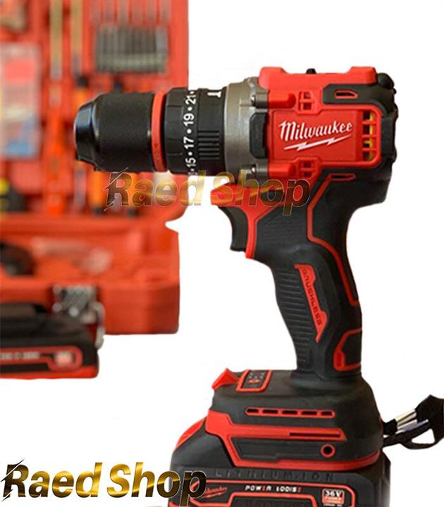 دریل 36 ولت براشلس سه نظام فلزی میلواکی با ابزار کامل مدل Milwaukee 36V Brushless Drill